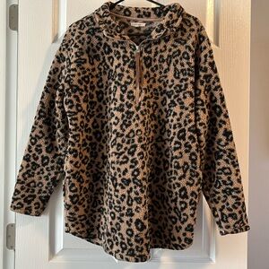 Leopard Sherpa Quarter Zip